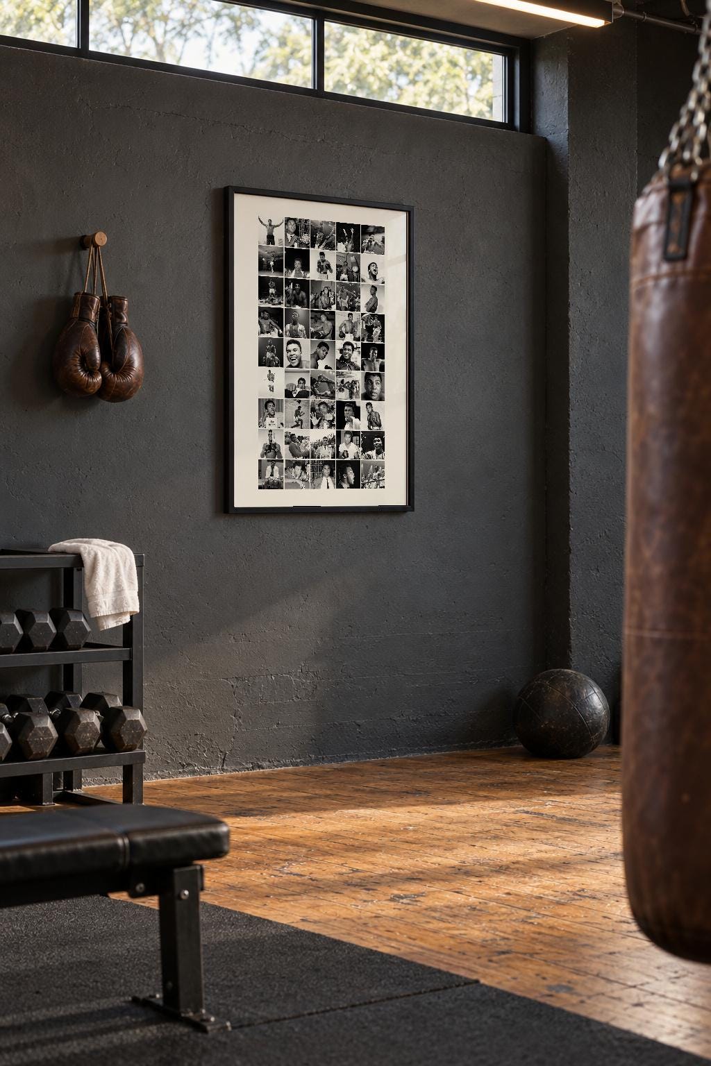 Muhammad Ali 45-photo collage illustrative room mockup