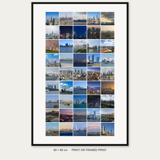 45 World Skylines 45-photo collage complete product view