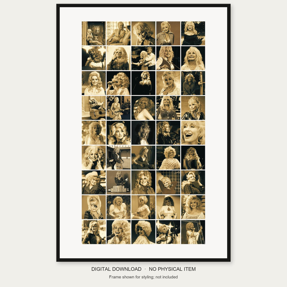 Dolly Parton 45-photo collage complete product view