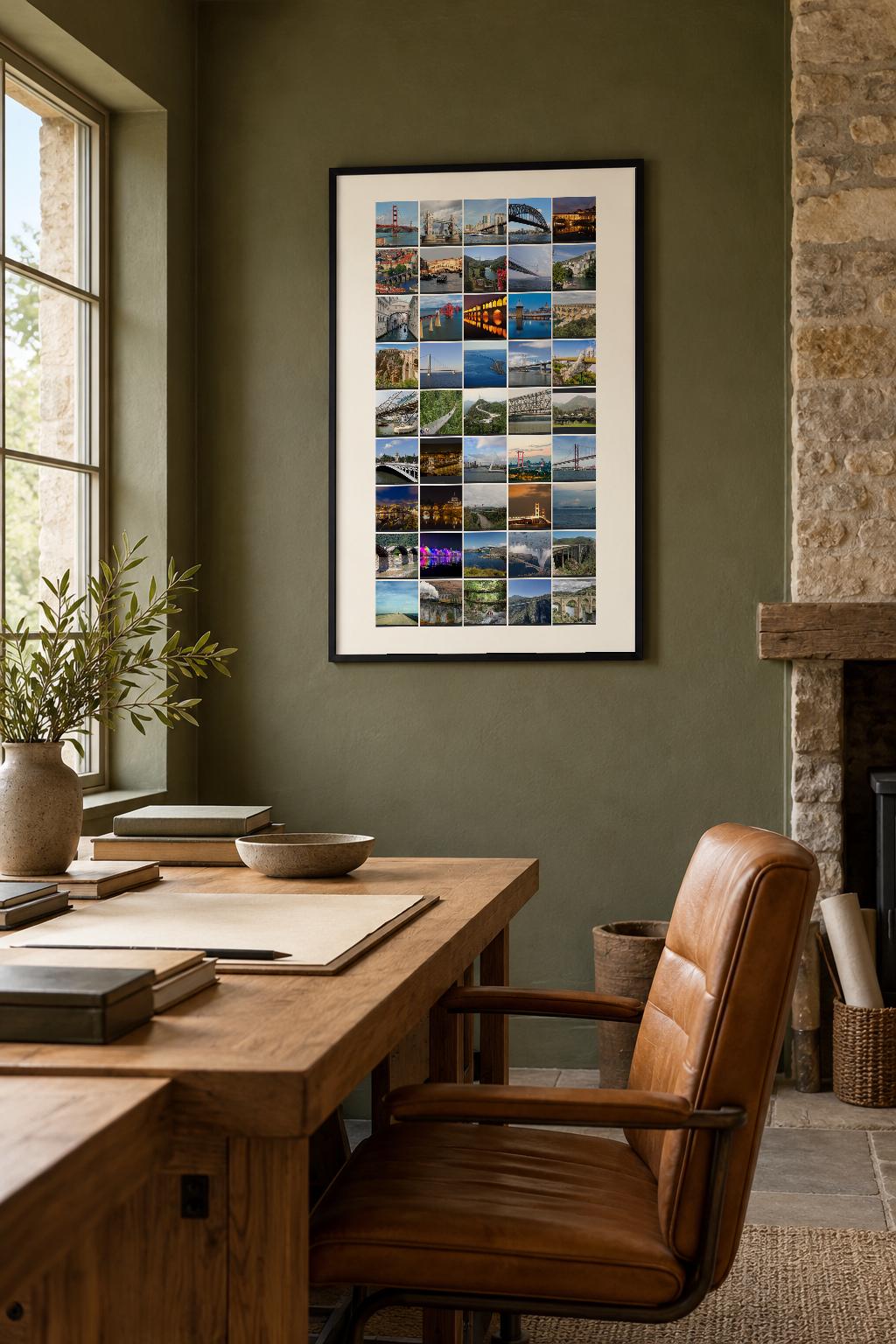 45 Bridges of the World 45-photo collage illustrative room mockup