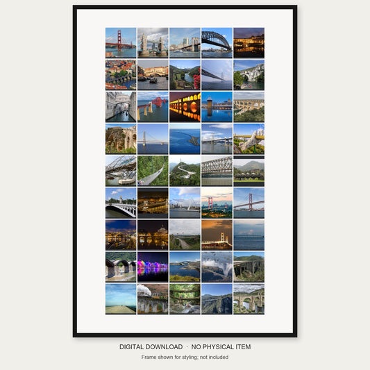 45 Bridges of the World 45-photo collage complete product view